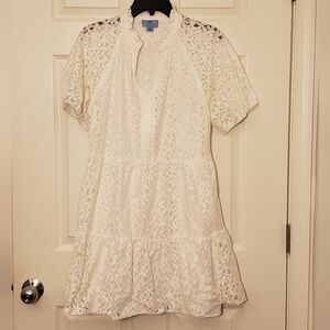 CeCe White Lace Babydoll Style Dress | Women's L